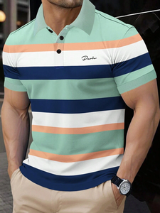 <b>Men's</b> Simple Casual <b>Striped</b> Print Front Button <b>T</b> <b>Shirt</b> - Product Image 5
