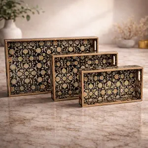 Plateau en bois imprimé fait main, collection élégante, avec un design magnifique, pour la cuisine et la salle à manger - Product Image 5