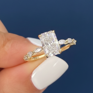 Anillo de Compromiso con Diamante Cultivado en Laboratorio de 2.30CT, Certificado IGI, VVS2, Color F, Oro de 14K, Chapado en Rodio, Anillo Clásico para Mujer - Product Image 1