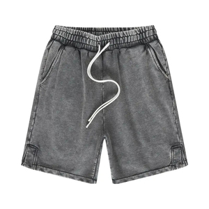 Pantalones cortos de algodón rasgados y desgastados con cordón ajustable, estilo casual y lavado ácido, para hombre, de streetwear. - Product Image 4