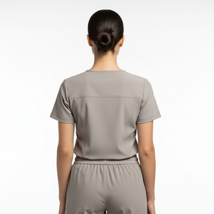 Ensemble de blouses médicales MITEXCO pour femmes, col en V, manches courtes, uniforme d'infirmière flexible, gris, vêtements d'hôpital modernes - Product Image 2