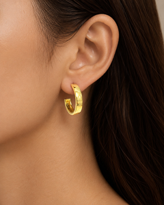 Pendientes de Aro Abiertos en Forma de C Gruesos para Mujer, Minimalistas, de Latón Liso, Joyería de Moda, Regalo/Fiesta, Venta al por Mayor, Chapado en Oro GPC - Product Image 4