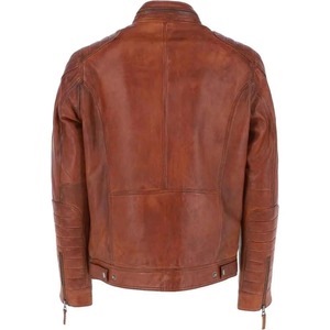 High Quality <b>Men's</b> Casual Leather <b>Jacket</b> Stylish Fit Stand Collar Soft PU Leather <b>Canvas</b> Breathable Quick Dry Autumn Pattern - Product Image 3