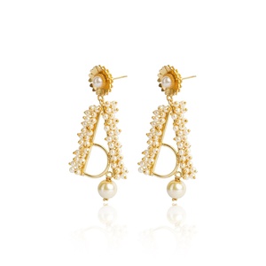 Pendientes de Aro de Latón con Flores Verdes, Bañados en Oro de 22K, Forma de Bola, Estilo Vintage Indio, Hechos a Mano, Joyería Étnica, Regalo para Mujer - Product Image 2