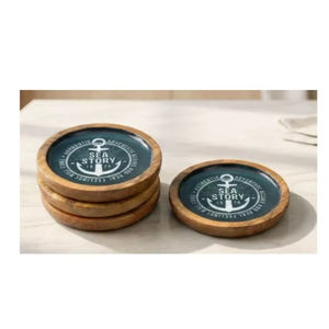 Juego de 4 posavasos de madera de mango con diseño de esmalte impreso, los mejores de la historia, a precio de fábrica al por mayor. - Product Image 1