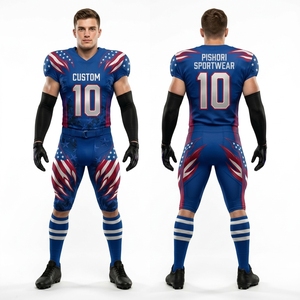 Ensemble d'uniformes de football personnalisés bordeaux et marine en polyester avec maillot et pantalon sublimés et détails rouges - Product Image 3