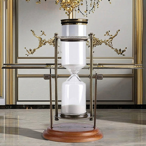 นาฬิกาทรายทรงกลมชุบทองเหลือง - ของตกแต่งโต๊ะสำหรับวันพ่อและตรุษจีน - Product Image 2