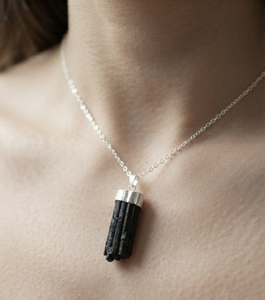 Collier pendentif en tourmaline naturelle brute, plaqué or, argent, or rose, bijoux en pierres précieuses, cadeau chrétien pour la vie quotidienne - Product Image 3