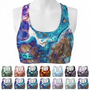 Soutien-gorge de sport personnalisé sans couture à sublimation, dos nageur, rembourré, respirant, pour entraînement, yoga, gym, fitness, crop top confortable - Product Image 1