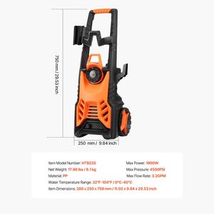Idropulitrice Elettrica ad Alta Potenza, Max 4500 PSI, 3.2 GPM, 250 Bar, Nuova Condizione, 4 Attacchi Rapidi per Macchina Pulitrice a Pressione - Product Image 6