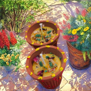 Pot en verre en terre cuite écologique fait main traditionnel indien pour bougie parfumée, faible MOQ pour la décoration intérieure et les fêtes - Product Image 1