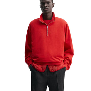 Men's Women's Oversized <b>Mock</b> <b>Neck</b> Half Zip Sweatshirt Plain Cotton Custom Logo Streetwear <b>Top</b> - Product Image 1