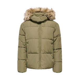 Veste matelassée pour femme, couleur vert olive, avec capuche en fourrure amovible, fermeture éclair, manteau d'hiver - Product Image 3