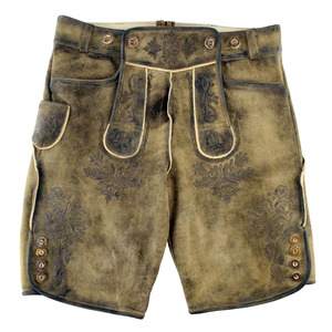 Shorts traditionnels bavarois pour hommes en Lederhosen, 100 % polyester, décontractés et élégants, écologiques, costume d'Oktoberfest allemand avec ceinture brodée - Product Image 3