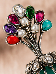 Pendientes de Araña ELVORA GEMS Vintage con Flores de Circonita, Turquesa, Perlas de Imitación y Aleación Plateada Antigua para Mujer - Product Image 4