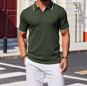 Men’s <b>Polo</b> T <b>Shirt</b> Custom Cotton Pique Short Sleeve Casual Slim Fit Regular Fit Breathable Soft Fabric Plain <b>Striped</b> Fashion - Product Image 3