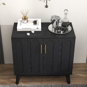 Mid Century Modern Fluted Sideboard Cabinet with Adjustable <b>Shelves</b> Solid Wood Legs <b>Walnut</b> Buffet Storage for Living Room - Product Image 2