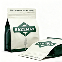 Sacs d'emballage alimentaire à fond plat recyclables de 1 kg et 2 kg avec logo personnalisé, adaptés à la farine de manioc, de blé, de maïs et aux mélanges.