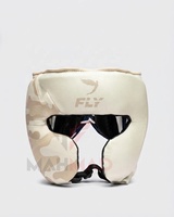 Ensemble de protection complet pour la boxe Fly Leather : Gants, protège-tête et protège-glandes, blanc et camouflage désertique – Neuf et professionnel