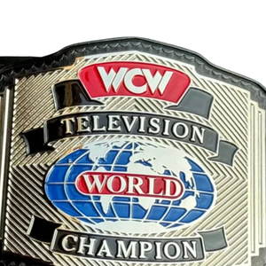 WCW Television World Championship Belt Black Leather Silver and Blue Design Premium Quality Title Belt for Wrestling Fans - Product Image 5