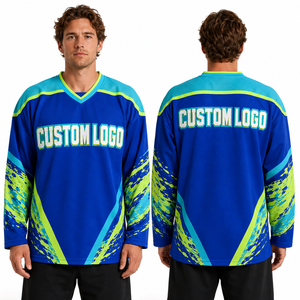 Maillot de hockey sur glace léger personnalisé en gros pour joueurs amateurs, vêtements de gardien de but, protège-coudes, poignets, ourlets, cols, panneaux et tissus - Product Image 4