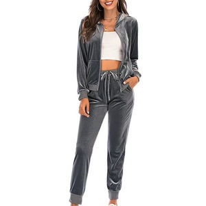 Conjunto de Sudadera Ligera Informal de Maternidad para Mujer, Otoño, Dos Piezas, Top Corto, Chaqueta, Traje Deportivo de Terciopelo - Product Image 1