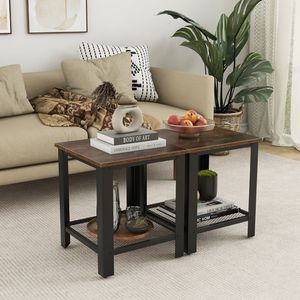 2-Tier Small Space Industrial End <b>Table</b> with Storage Shelf <b>Console</b> <b>Tables</b> - Product Image 3