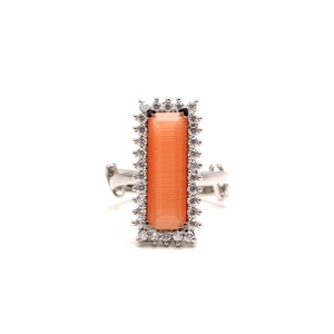 Emerald Cut Halo <b>Ring</b> 925 <b>Sterling</b> <b>Silver</b> <b>Adjustable</b> <b>Ring</b> Vintage Minimalist Stackable Statement <b>Ring</b> for Women - Product Image 3