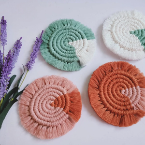 Posavasos redondos de macramé hechos a mano, estilo bohemio, de algodón, para té, decoración de mesa de comedor, accesorios para decoración de mesa de comedor. - Product Image 4