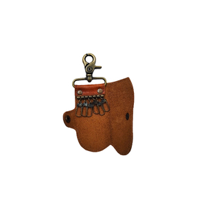Leather Carabiner Keychain Oblong Mini Bag Durable Zinc Alloy <b>Snap</b> <b>Hook</b> Brown - Product Image 3