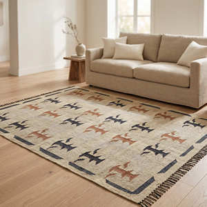 Handmade Geometric Kilim Area Rug Cotton Blend Rectangle Vintage Style Living Room Rug with Fringe <b>Edge</b> Bedroom Kilim Rugs - Product Image 3
