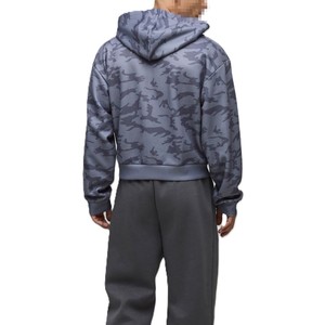 เสื้อฮู้ดดี้ผู้ชายสีเทาลายพรางแบบซิป ผ้าฝ้ายฟลีซหนานุ่ม ทรงโอเวอร์ไซส์ สไตล์สตรีทแวร์ รับผลิตโลโก้ตามสั่ง ผลิตจำนวนมาก MOQ ต่ำ - Product Image 3