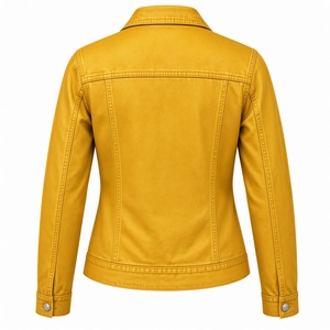 Chaqueta de Mezclilla Roja para Mujer, Marca PDK, con Cuello, Manga Larga, Bordado Decorativo, Cierre de Botones Frontales y Funcional - Product Image 3