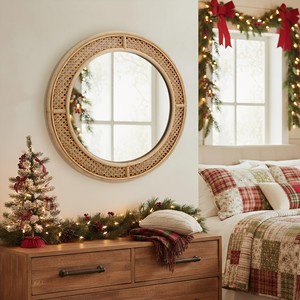 Bamboo Jute Round Wall <b>Mirror</b> Natural Blonde Wholesale Handcrafted - Product Image 1