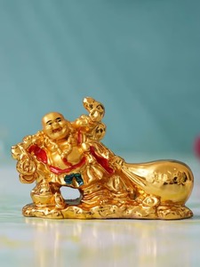 Radhe Enterprises - Figuras Artesanales Tradicionales de Latón Hechas a Mano de Buda Sonriente, 2 Piezas, Feng Shui para Sala de Estar - Product Image 3