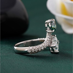 14K <b>Gold</b> Fancy Vivid Green Lab Grown Diamond <b>Ring</b> Trendy <b>Cocktail</b> Statement with Inlay Setting Rare Color Fine Jewelry - Product Image 3