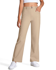 Pantalones de Vestir para Niñas, Cintura Elástica, Estilo Ligeramente Acampanado, con Dos Bolsillos Laterales, Uniformes Escolares - Product Image 4