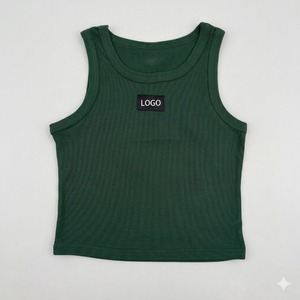 Wholesale High Quality Custom Strapless Neck Blank Fitness Tops Ribbed Crop Gym Plain Tank Tops for Women - Product Image 1