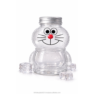 400ml Clear PET Plastic <b>Bear</b> Shaped Baby <b>Bottle</b> Aluminum Twist Cap with Straw Hole for Convenient Beverages Serving - Product Image 1