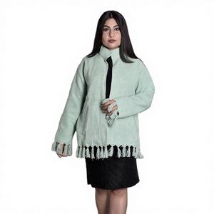 Veste d'hiver courte unisexe en tissu 100% coton tnt, broderie à la main Suzani, bords bruts, matelassée, vente en gros pour femmes - Product Image 1
