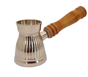 กาต้มกาแฟทองเหลืองแท้แบบตุรกี กรีก อาหรับ ยี่ห้อ Copper Bull พร้อมด้ามจับไม้ - Product Image 1