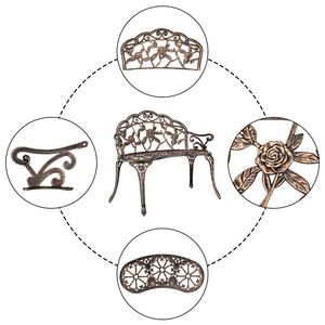 Panchina da Giardino in Alluminio Pressofuso da 98 cm, Sedia Decorativa per Cortile e Parco - Product Image 5