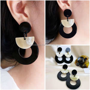 ต่างหูช่างฝีมือรูปเขาควายดีไซน์แบบหยดน้ำทรงกลมน้ำหนักเบาสำหรับผู้หญิงเด็กผู้หญิง - Product Image 3