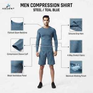 Men Performance Compression Shirt <b>Athletic</b> Long Sleeve Base Layer Workout Gym Running Fitness Sportswear Custom Logo OEM ODM - Product Image 6