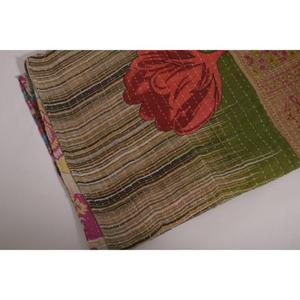Handmade Kantha <b>Quilt</b> Vintage Floral Cotton Indian Boho Bedspread Reversible Blanket Eco-Friendly Washable All-Season Home Decor - Product Image 4
