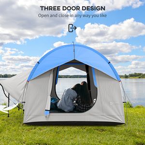 Tenda SUV Impermeabile da 2000mm con 3 Porte e Finestra a Rete, per 5-6 Persone, da Campeggio e Viaggio, in Tela Grigia e Blu, Capacità 2 Persone - Product Image 5