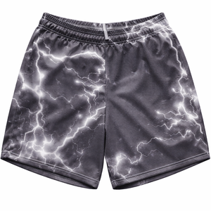 กางเกงขาสั้นคาร์โก้สำหรับฝึกซ้อมว่ายน้ำแบบตาข่ายลายไลท์นิ่งสั่งทำพิเศษจากโรงงานโดยตรง รับผลิตแบบ OEM แบรนด์ส่วนตัว ขายส่ง ปักลายเชนิลล์ พิมพ์ลาย - Product Image 2