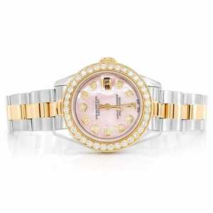 Luxury Moissanite Diamond <b>Watch</b> Pink Dial Two Tone Gold Silver Automatic Mechanical Stainless Steel Hip Hop Wristwatch - Product Image 1