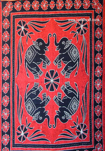 Elephant Design 100% Cotton Indian Cotton <b>Bed</b> <b>Sheet</b> Astrology Print Bohemian <b>Double</b> Bedspread Sun Moon Star Horoscope Bedding - Product Image 2