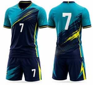 Ensemble de maillots de football personnalisés pour hommes, manches courtes, col en V, polyester, évacuation de l'humidité, numéro d'équipe 7, toutes saisons, coupe athlétique - Product Image 1